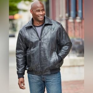 KingSize Embossed Leather Bomber Jacket Size 3XL NWT